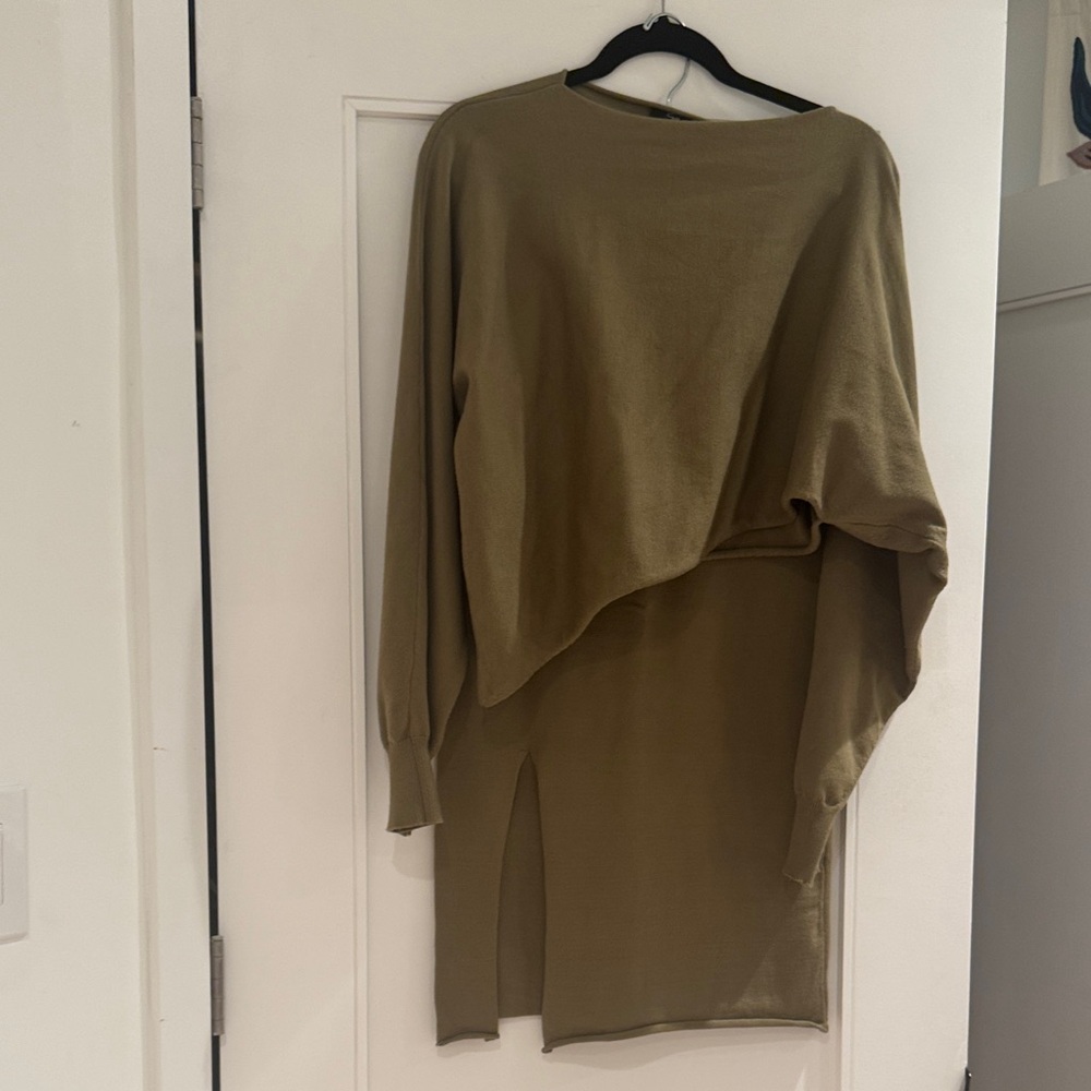 Olive Green Women's Sweater and matching skirt set